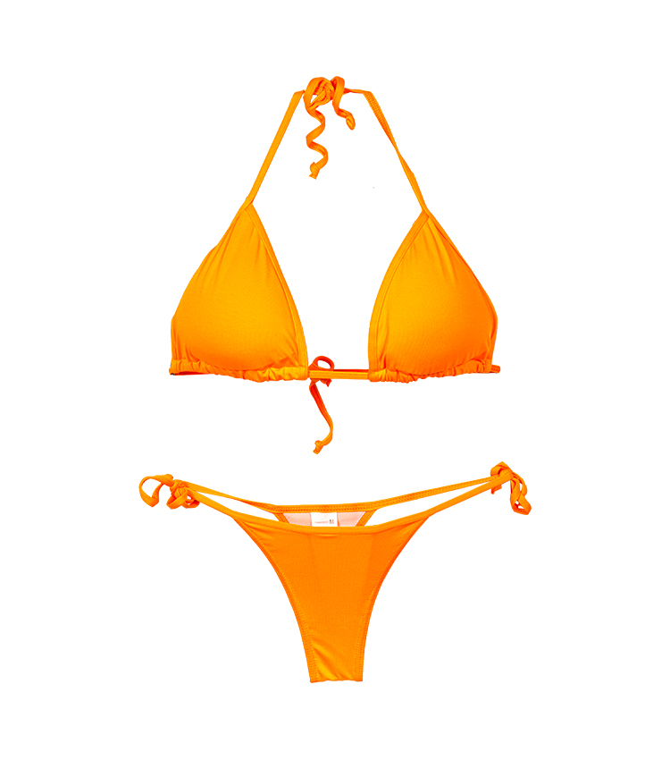 Orange Plain Simple Classic two pieces bikini