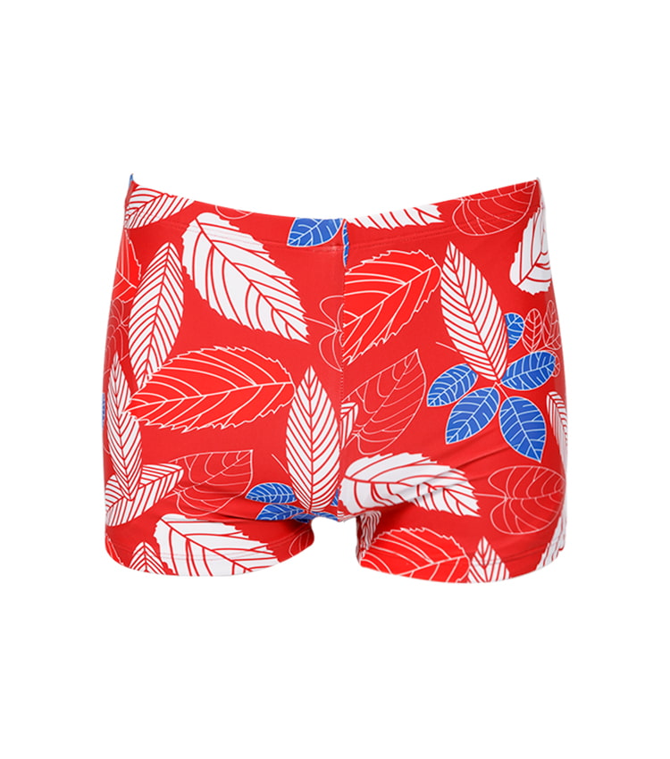 Bright red branch printed swimming shorts